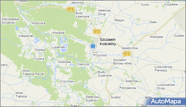 mapa Przychód, Przychód gmina Szczawin Kościelny na mapie Targeo